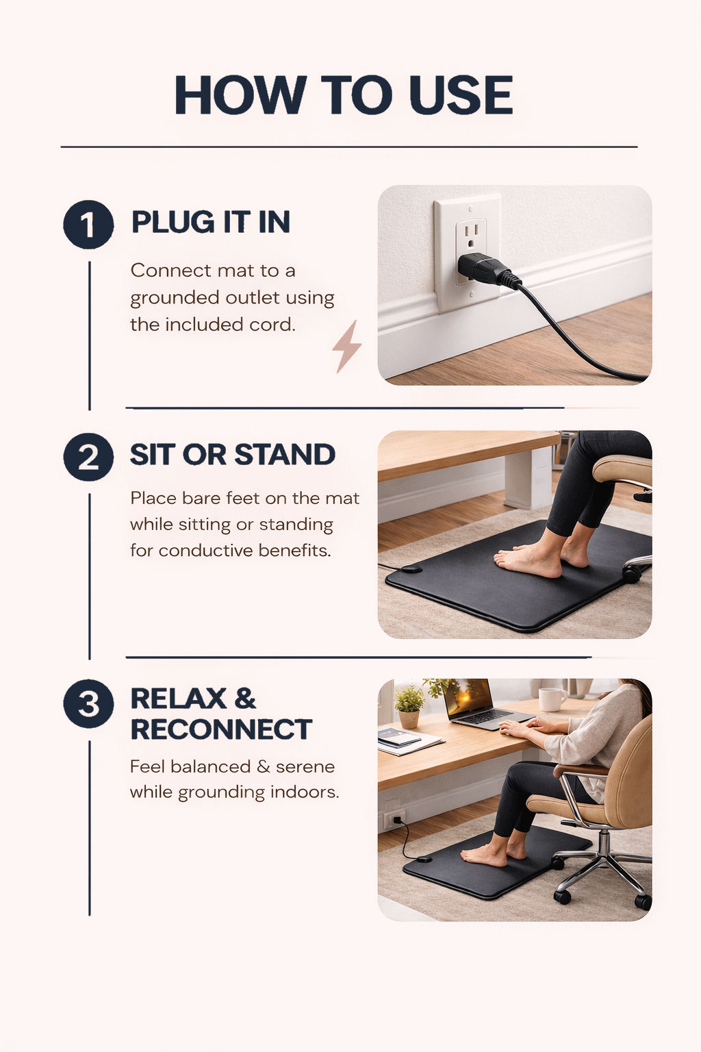 Levidora Desk Mat - Grounding Mat for Work & Focus (40x60cm)